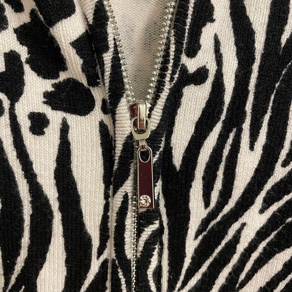 Boston Proper Zip Front Zebra Block Print Sweater… - image 8